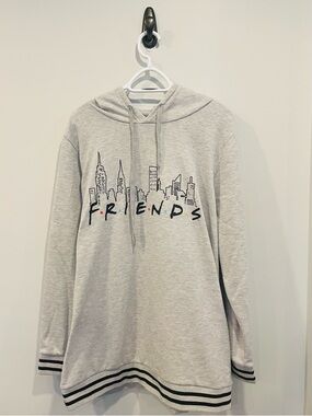 FRIENDS Vintage Retro Throwback Light Gray Hoodie with Skyline